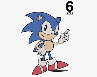 Disegno da ricamo Sonic Hedgehog: 6 dimensioni (download immediato)