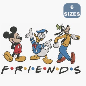 Mickey mouse friends embroidery design mickey mouse embroidery design, 6 Sizes, Instant download