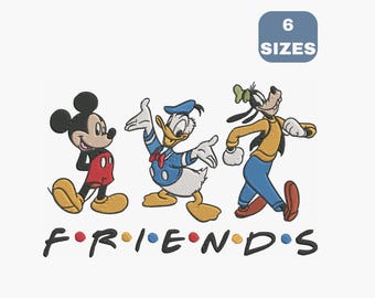 Diseño de bordado de Mickey Mouse Friends: 6 tamaños (descarga instantánea)