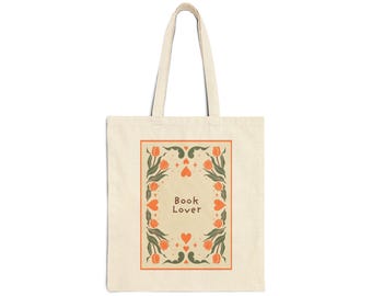 Bolsa de tela para amantes de los libros, bolsa de lona con motivos florales, regalo para lectores, bolsa de algodón para ratones de biblioteca, bolsa de biblioteca