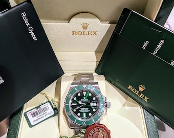 Relógio Rolex Submariner Hulk com mostrador verde e caixa de aço inoxidável 116610LV (Peças verificadas)