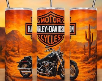 Adesivo digitale per bicchiere da 20 once con design Harley-Davidson, formato PNG, per sublimazione.