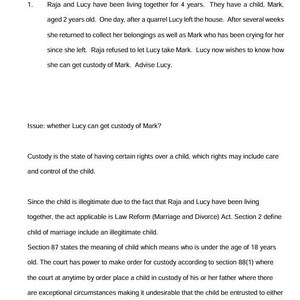 GUARDIANSHIP AND CUSTODY Study Guide