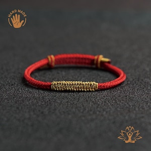 Handmade adjustable lucky red cord, Spirituality Amulet, Buddhist blessing bracelet, The best birthday gift for your family, Jade cong Knot.