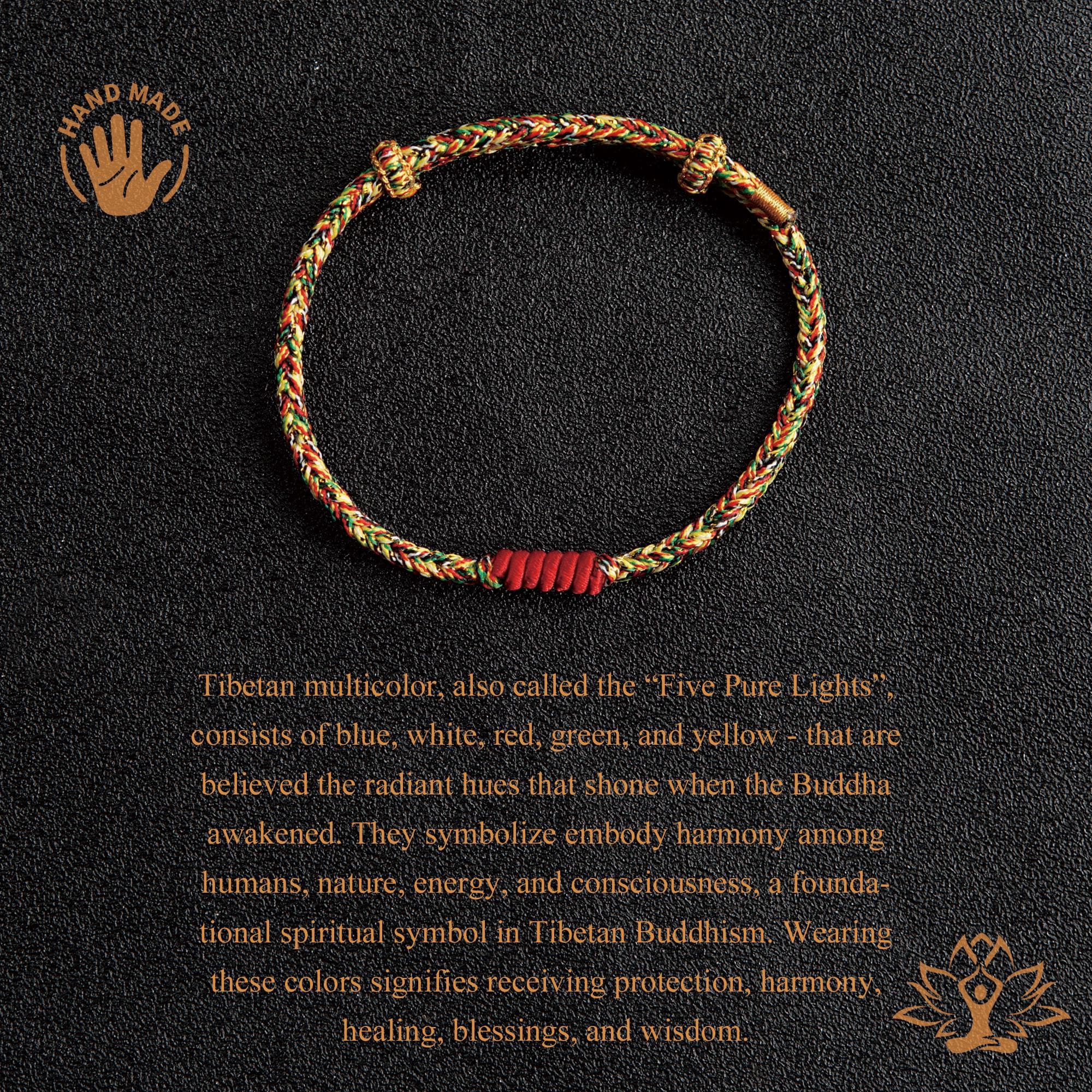 Adjustable Red String Protection Bracelet, Handmade Braided Tibetan ...