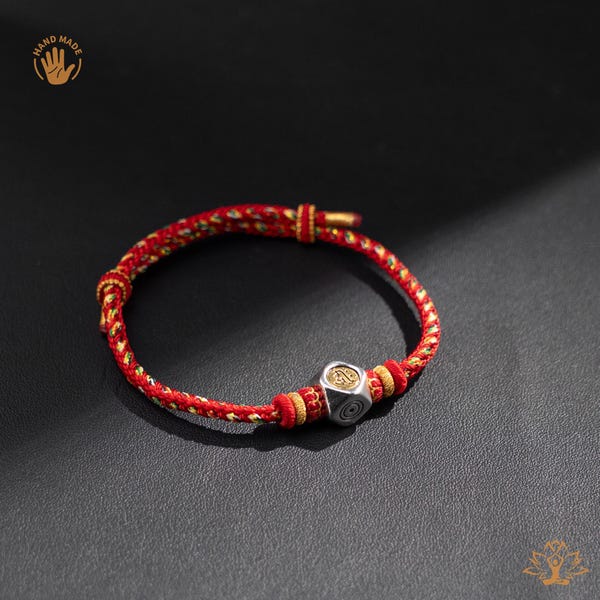 Pulsera del zodíaco de Buda Amitabha, perro-cerdo guardián, amuleto de longevidad tejido a mano con hilo rojo