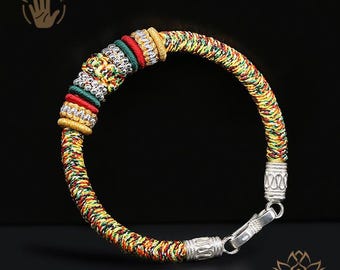 Pulsera protectora budista tibetana delicada de plata 925, pulsera de hilo para hombres y mujeres, amuleto de nudo de la suerte hecho a mano, regalos personalizados