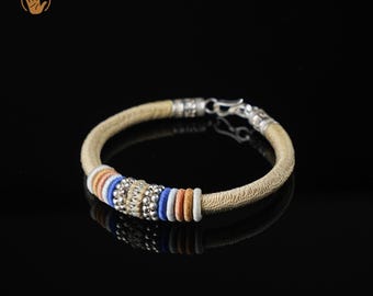 Handmade Tibetan Lucky Knot Bracelet, 925 Silver Clasp, Adjustable Spiritual Protection Amulet for Men & Women, Earthy Energy Jewelry