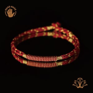 Handmade Red String Protection Bracelet, woven Tibetan Rope Amulet, Buddhist Peace & Prosperity Knot, Spiritual Gift for Men, Women, Couple