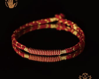 Handgjort rött snöreskyddsarmband, vävd tibetansk repamulett, buddhistisk freds- och välståndsknut, andlig gåva för män, kvinnor, par