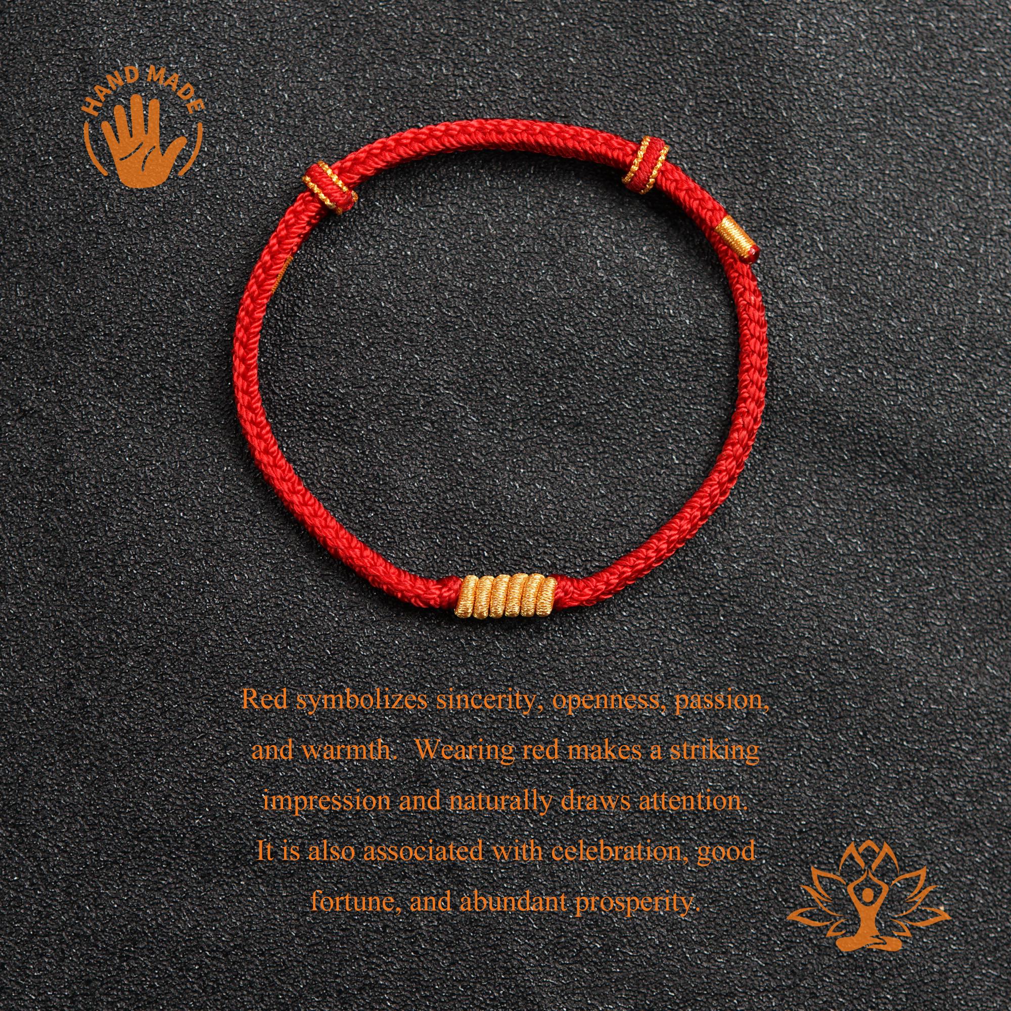 Adjustable Red String Protection Bracelet, Handmade Braided Tibetan ...