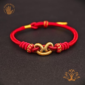 Braccialetto regolabile con cordino rosso, stile estraibile su un solo lato, regalo buddista tibetano, braccialetto con nodo di design, indossato durante lo yoga o la meditazione