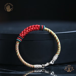 Women&#39;s Tibetan Woven Bracelet with Silver Clasp | Handmade Premium Lucky Red Rope | Protection & Blessing Jewelry | Spiritual Gift for Her