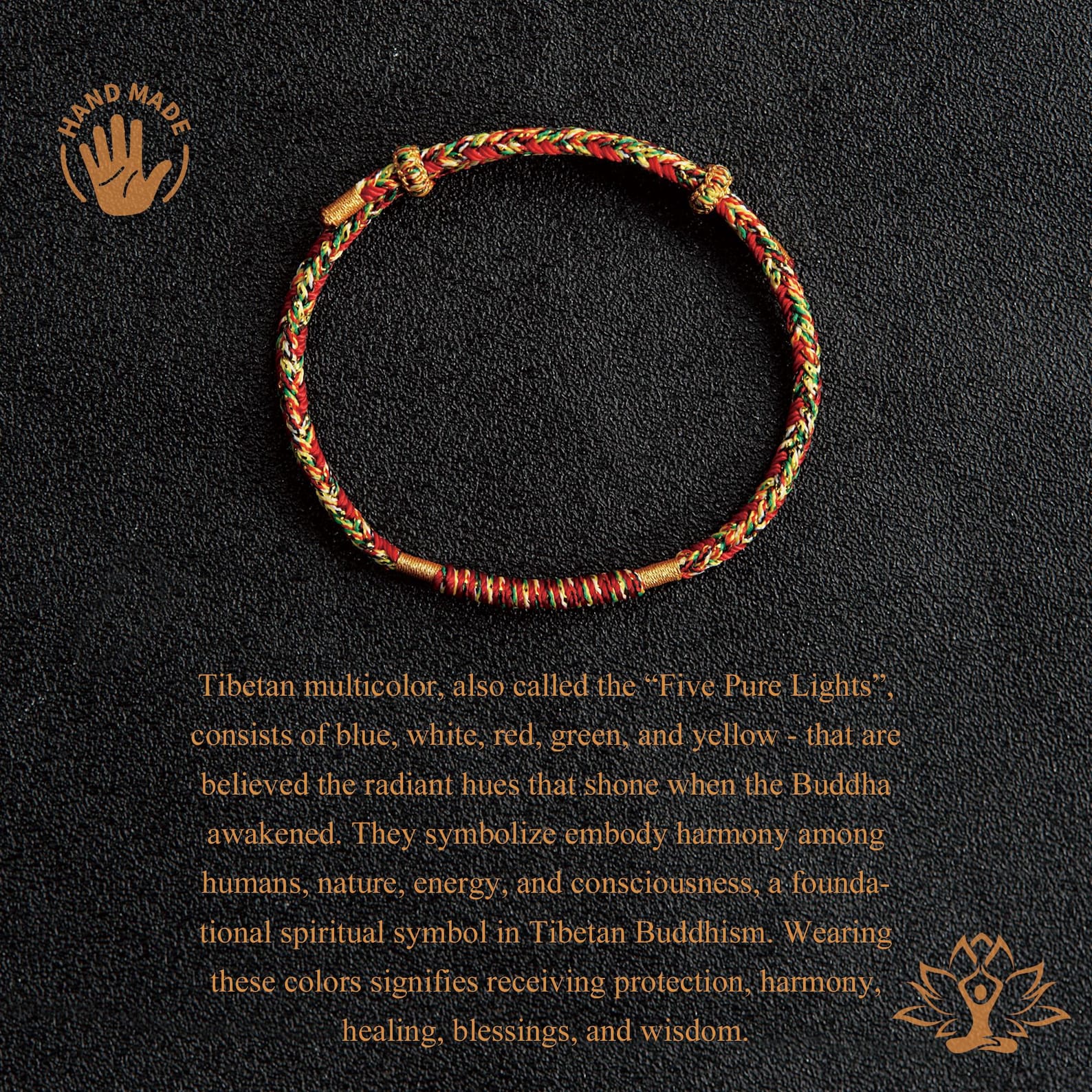 Adjustable Red String Protection Bracelet, Handbraided Tibetan Buddhist ...