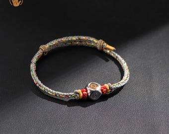 Personligt skyddsbuddhaarmband, zodiakfödelseårsamulett med röd sträng, tibetansk buddhistisk skyddstalisman