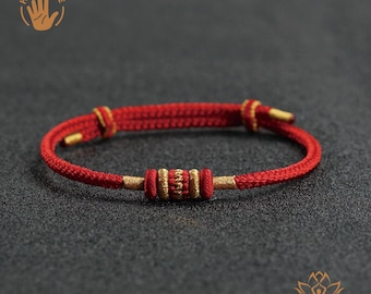 Adjustable Red String Protection Bracelet, Handbraided Tibetan Buddhist amulet, Unisex lucky Bracelet, Spiritual Gift for Men, Women, Couple