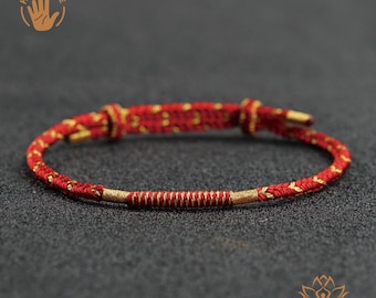 Adjustable Red String Protection Bracelet, Handbraided Tibetan Buddhist Knot for Energy Healing & Prosperity, Spiritual Gift for Men/Women