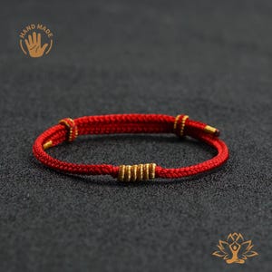 Adjustable Red String Protection Bracelet, Handmade Braided Tibetan Rope Amulet, Buddhist Lucky Knot Bracelet, Unisex spiritual jewelry Gift