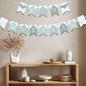 Bannière Eid Mubarak – Décoration de l&#39;Aïd imprimable | Décoration de fête de l&#39;Aïd, guirlande de l&#39;Aïd, articles de fête musulmane