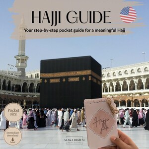 Digitale Hadj-gids voor pelgrims met stapsgewijze kaarten, afdrukbare pelgrimsplanner voor moslims, pdf-checklist voor reizen naar Mekka en rituelen