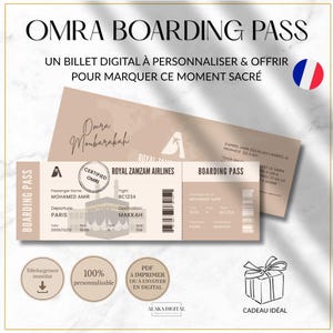 Cartes d'embarquements Omra personnalisé, cadeau symbolique pour pèlerinage, design spirituel einzigartig, Souvenir unaubriable à offfrir, mecque