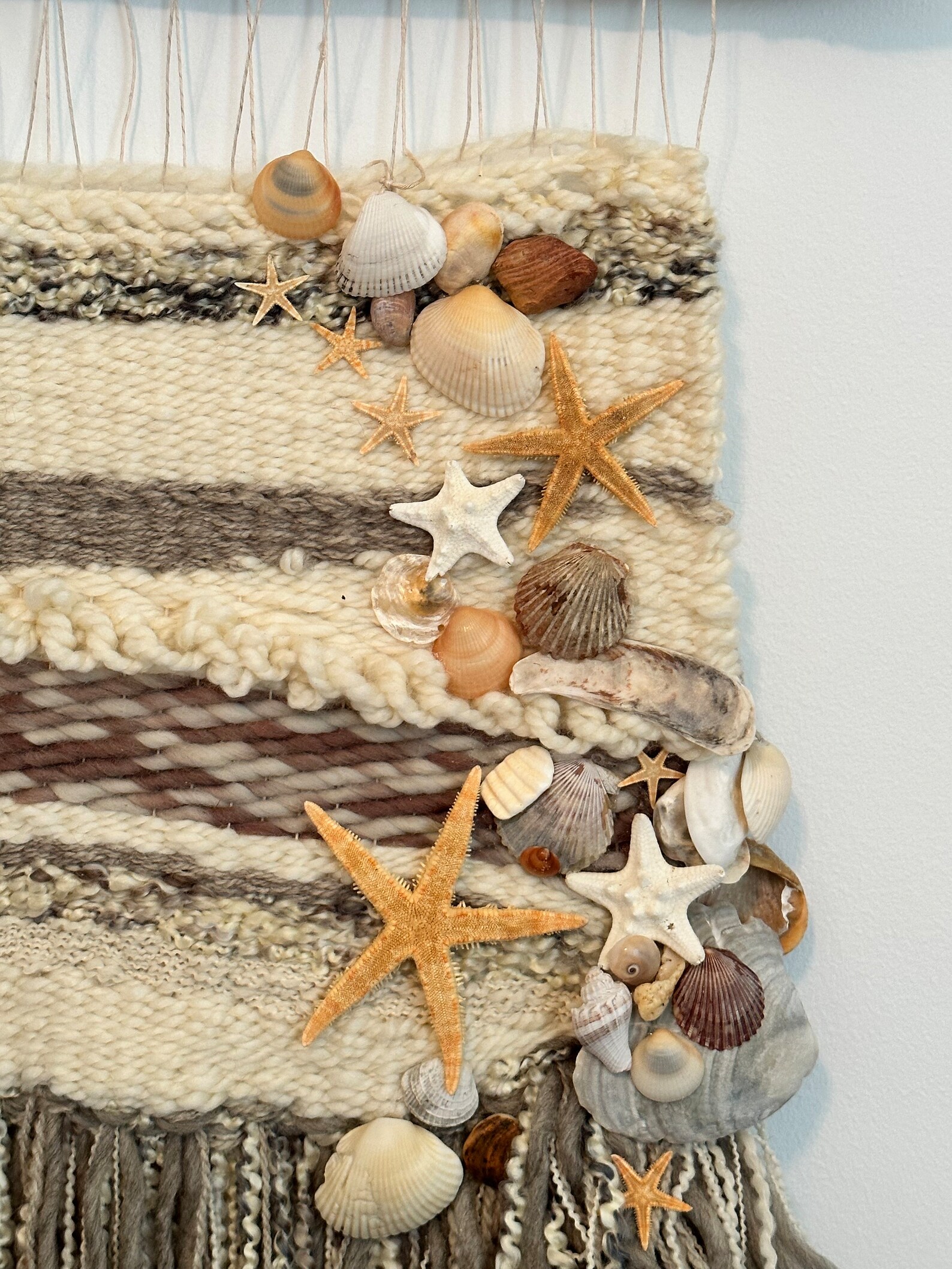 Shell For Wall Woven Textile Wall Hanging Shells Neutral Gray off White Brown - Etsy