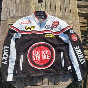 Lucky Strike Biker Jacket, Moto Leather Jacket, Custom Racing Jacket, Handmade Cafe Racer, Retro Lambskin Coat