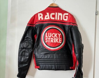 Suzuki Lucky Strike ジャケット 赤黒 Suzuki Lucky Strike ジャケット 赤黒 Vintage Racing Lucky Strike