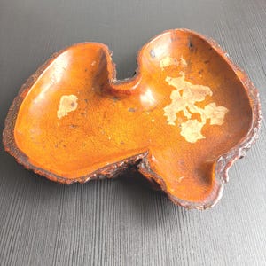 Vintage Hand Carved Wood Bowl: Latvia Map Outline Live Edge Catchall Tray