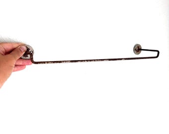 Vintage Industrial Metal Towel Bar, Rustic Wall Hanger, Farmhouse Bathroom Decor