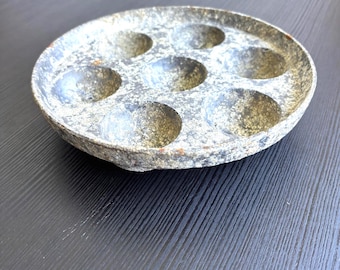 Soviet Vintage Metal Baking Mold 7 Well Donut Pan, Aluminum Cookie Form, Golf Ball Display Holder, Antique Aebleskiver Man Cave Decor 18cm