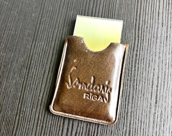 Vintage Pocket Mirrors: Somdaris Riga Leather, Cosmetique Photo Holder, Beveled Glass Patina