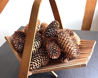 Vintage Wooden Foldable Fruit Basket, Mid-Century Collapsible Wood Bowl Slat Tray, Soviet Era 1970s Home Decor, Unique Housewarming Gift