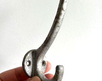 Vintage Cast Metal Wall Hook, Rustic Farmhouse Coat Hanger