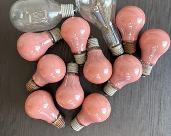 Bombillas de cerámica rosa vintage (juego de 10), probadas y funcionando, estilo steampunk.