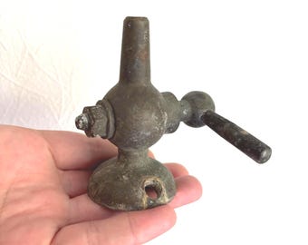 Antique Brass Gas Valve Tap, Steampunk Industrial Hardware, Wall Mount Spigot