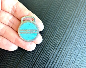 Vintage Uddeholm Enamel Keyring, Manhattan Windsor, 1970s Steel Industry Fob