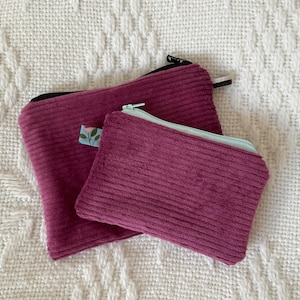 Cosmetic bag set made of corduroy