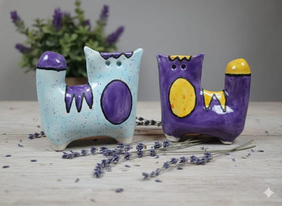Wonky Whiskers Ceramic Cat Figure