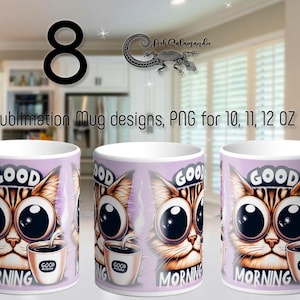 Cartoon Mug Sublimation Design Bundle | Cute Funny PNGs for 11oz & 15oz Mugs | Printable Clipart for Cricut, Tumbler, Gifts,