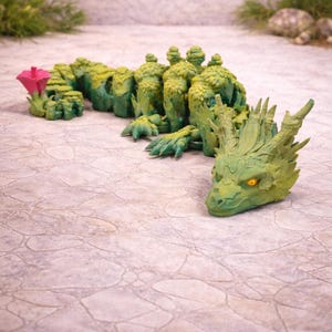 Dragón articulado del bosque – Juguete flexible de dragón, figura de dragón impresa en 3D, dragón de la naturaleza, juguete de escritorio de fantasía, dragón articulado, más de 40 colores