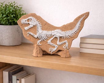 Dinosaur Fossil Display – T-Rex Skeleton Decor – Jurassic Wall Fossil – Dinosaur Lover Gift – Prehistoric Desk Decor – Dino Display Model