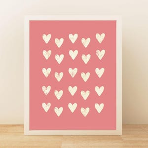 White Hearts Wall Print, Hearts Printable, Love is love, Cute Wall Print, Digital Printables, Instant Download, Girls Room Pink Wall Print