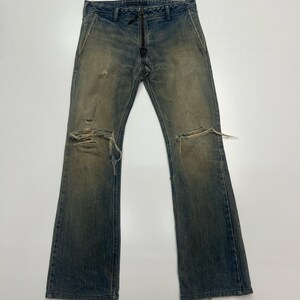Vintage Paranoid Distressed Flare Denim Jeans Waist 32”