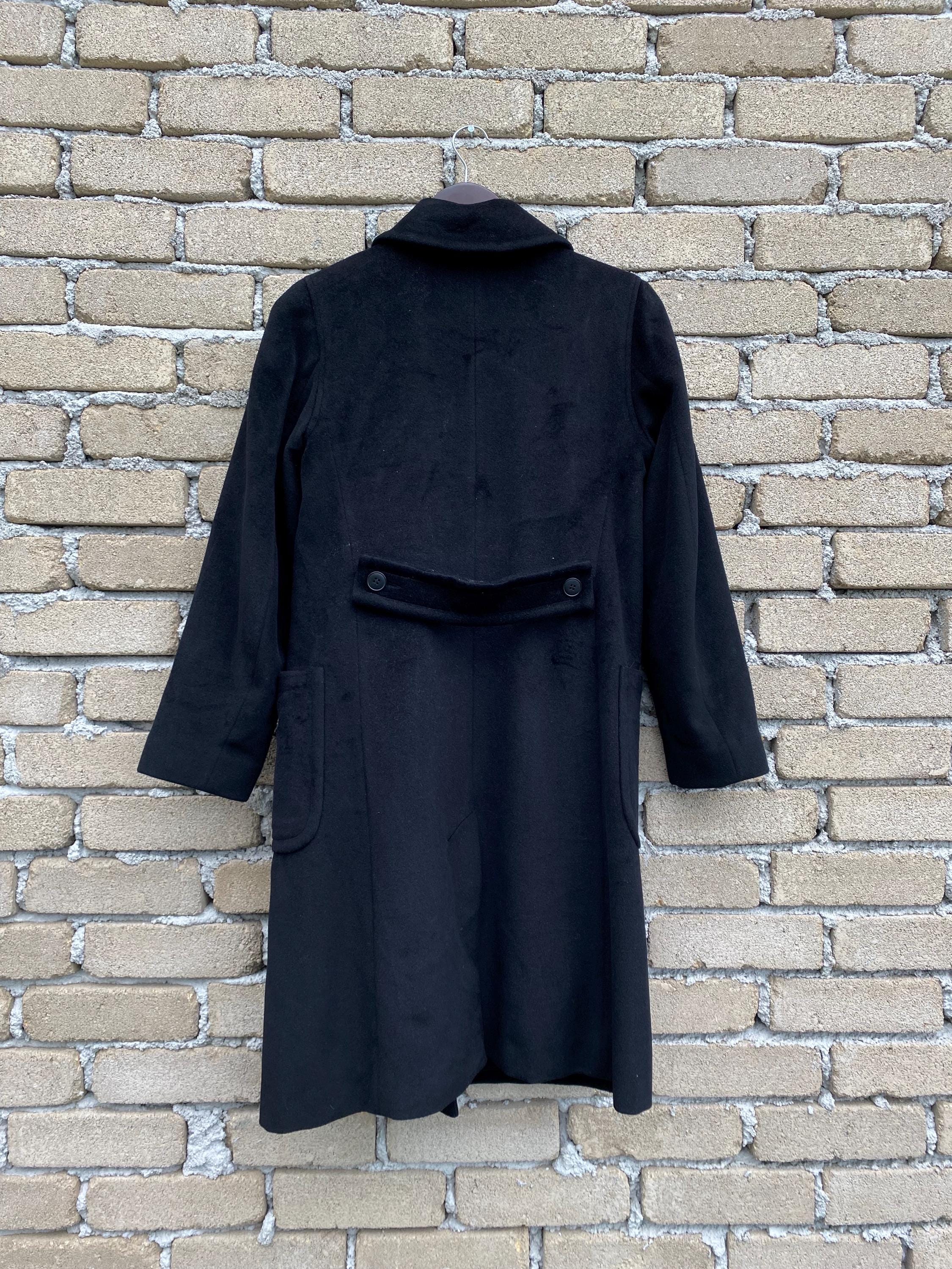 美品 アニエスベー 黒 ウール100%ロングチェスターコート アニエスベー