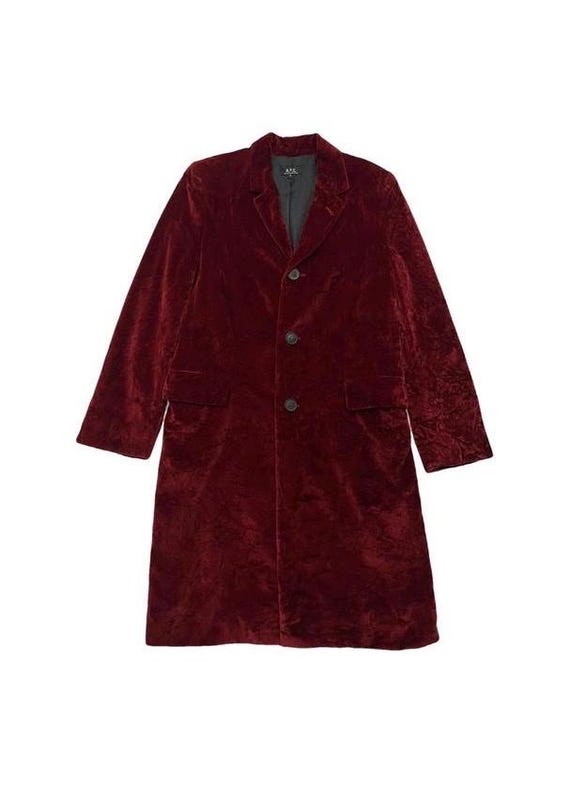 APC Rue de Fleurus Paris ベルベット ロング コート レディース 
