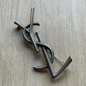 Rare Vintage Gift Brooch Yves Saint Laurent Silver Tone Good Condition