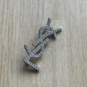 Rare Vintage Gift Brooch Yves Saint Laurent Silver Tone With Stones Good Condition