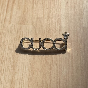 Rare Vintage Gift Brooch Gucci Gold Tone With Stones Good Condition