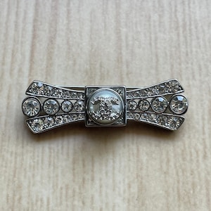 Rare Vintage Gift Brooch Chanel Silver Tone With Stones And Pearls Good Condition
